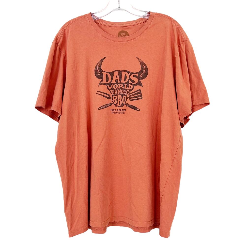 Life Is Good Orange Dads World Famous BBQ T Shirt Sz L